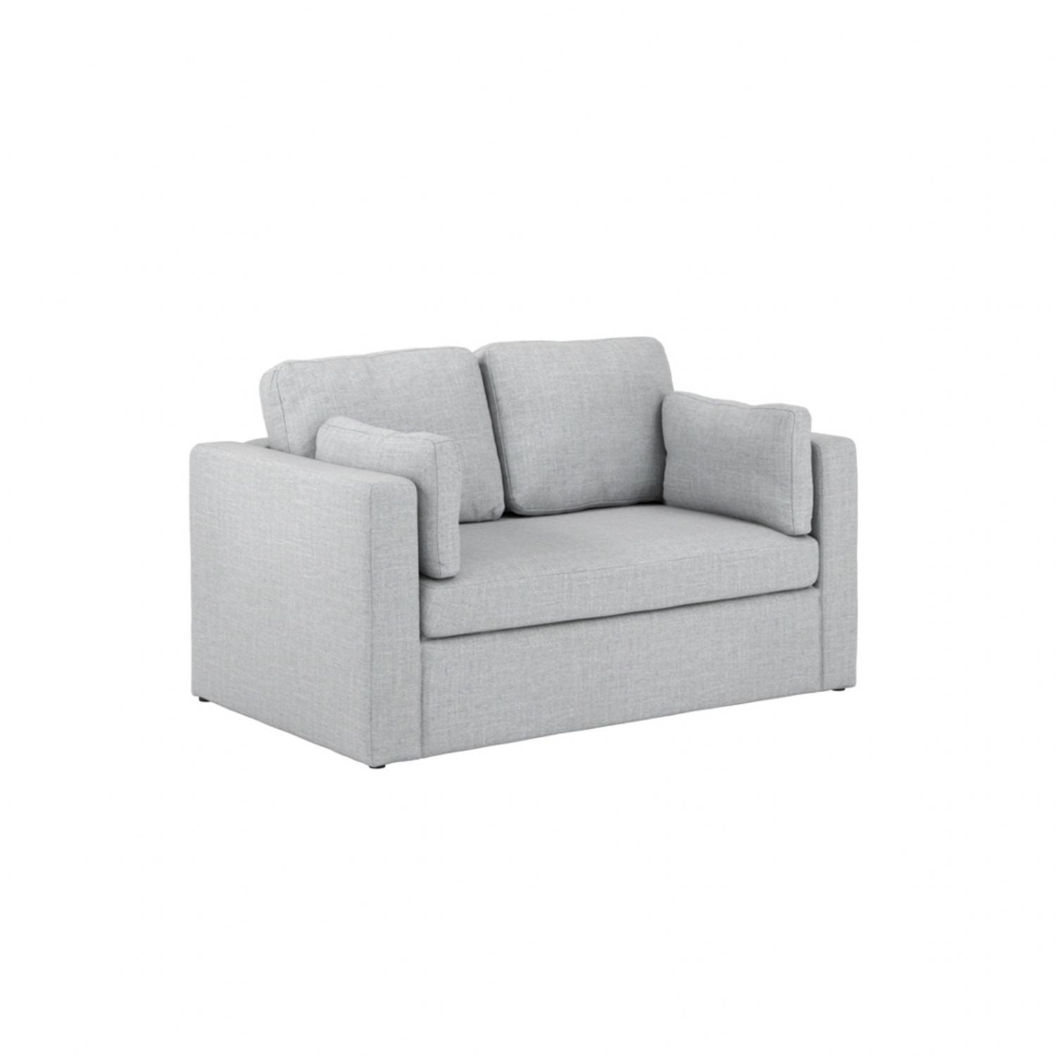Light Grey Linen Fabric Upholstered 2 Seater Sofa