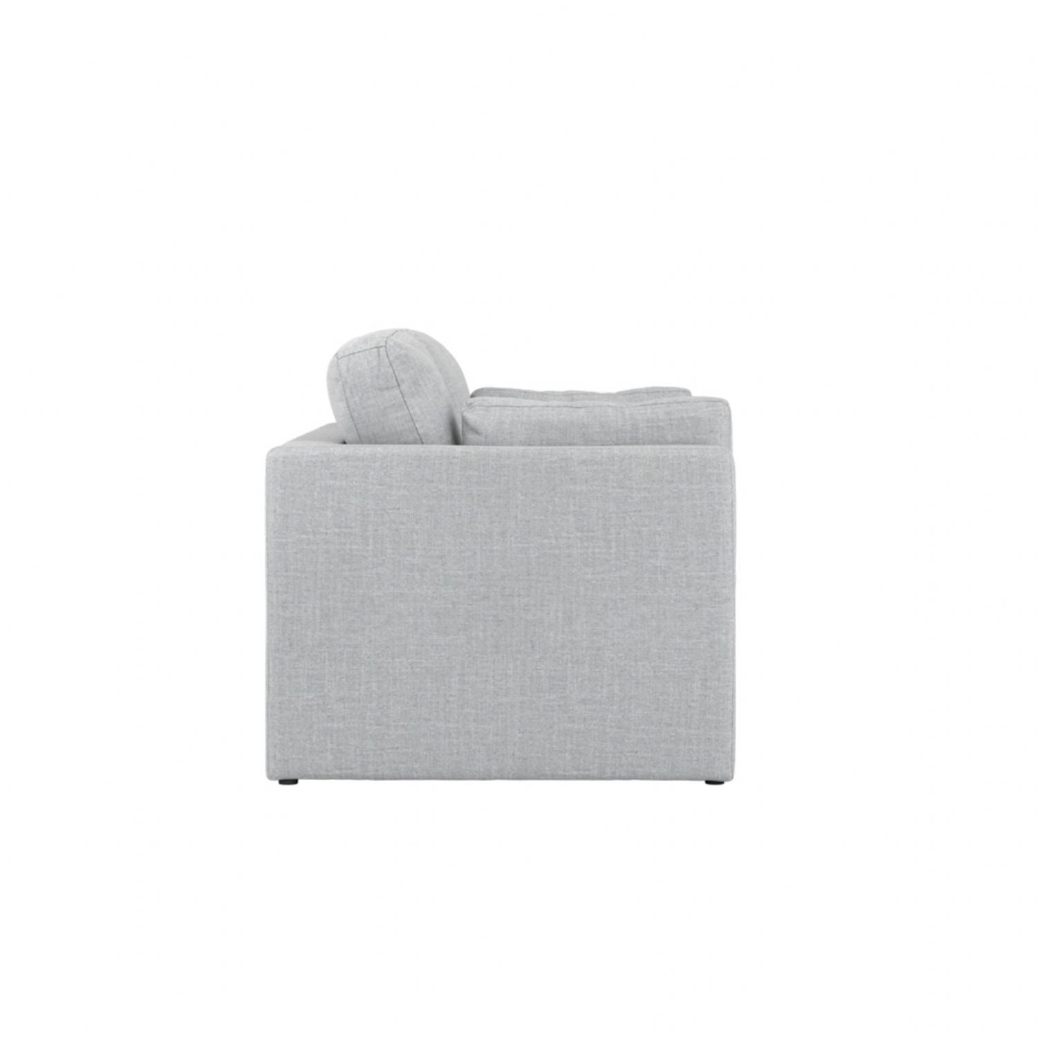 Light Grey Linen Fabric Upholstered 2 Seater Sofa
