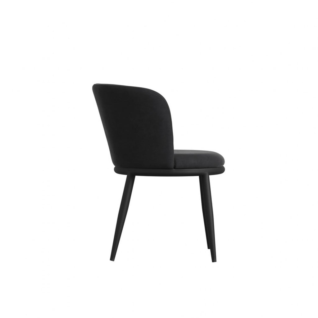 Modern Black Boucle Upholstered Dining Chair with Metal Legs