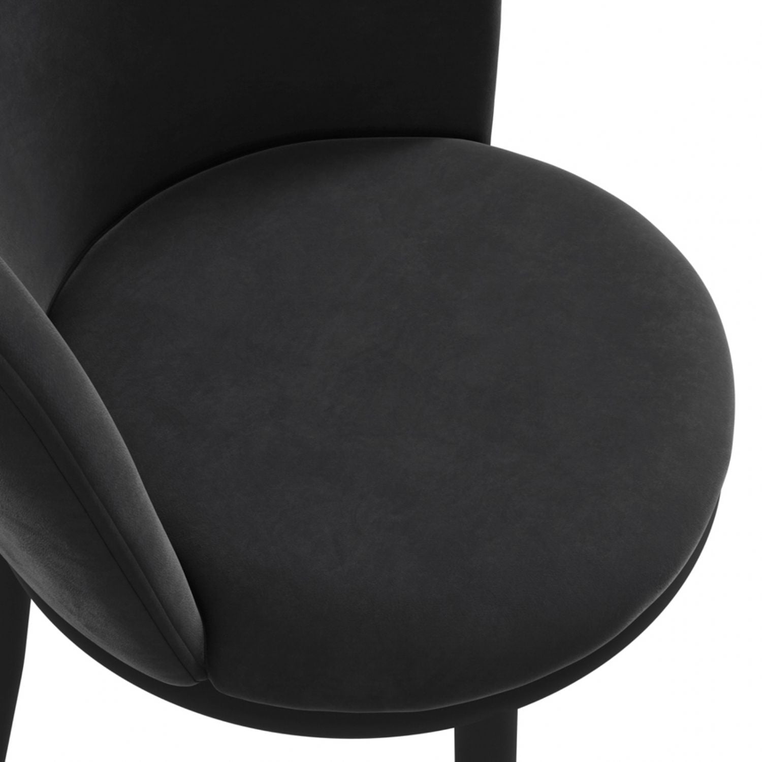 Modern Black Boucle Upholstered Dining Chair with Metal Legs
