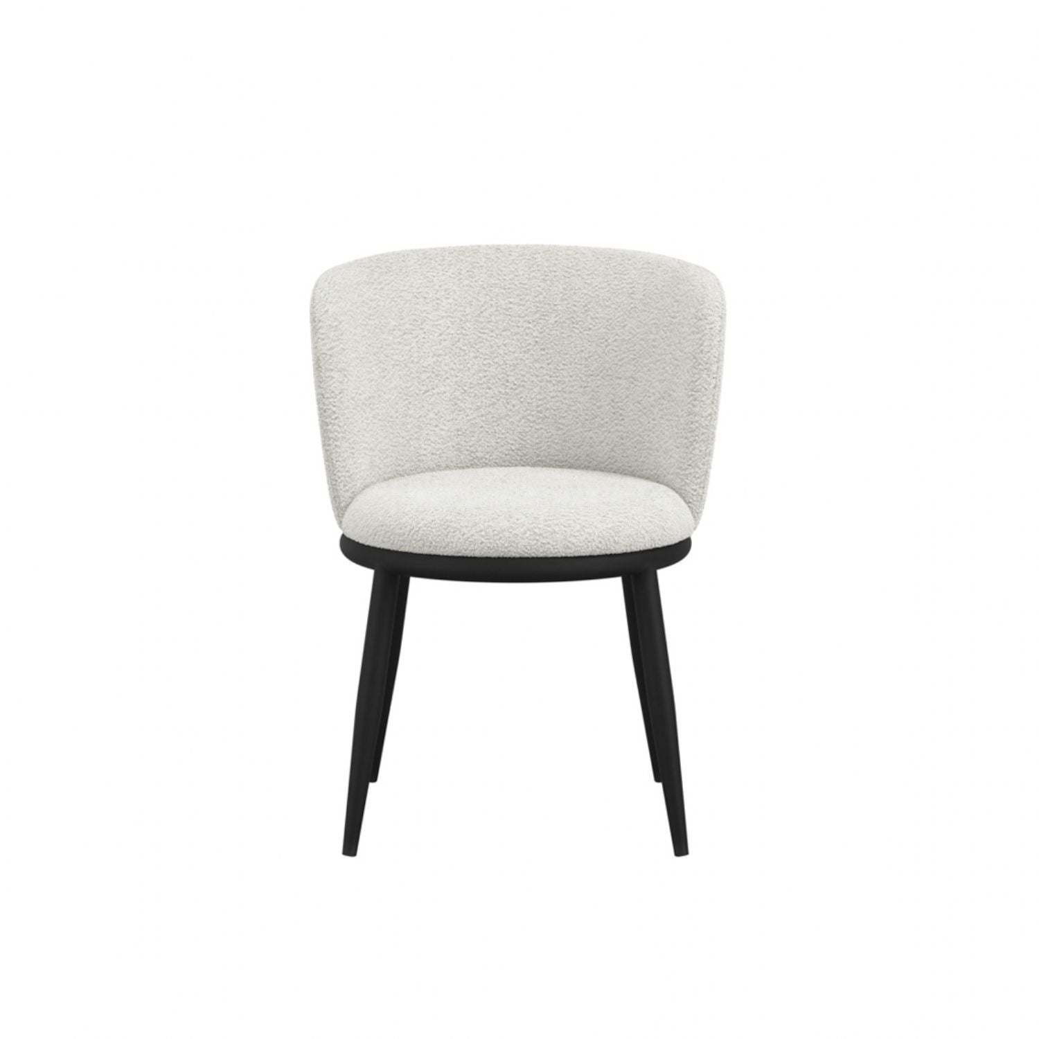 Ivory Textured Fabric Dining Chair with Black Metal Legs