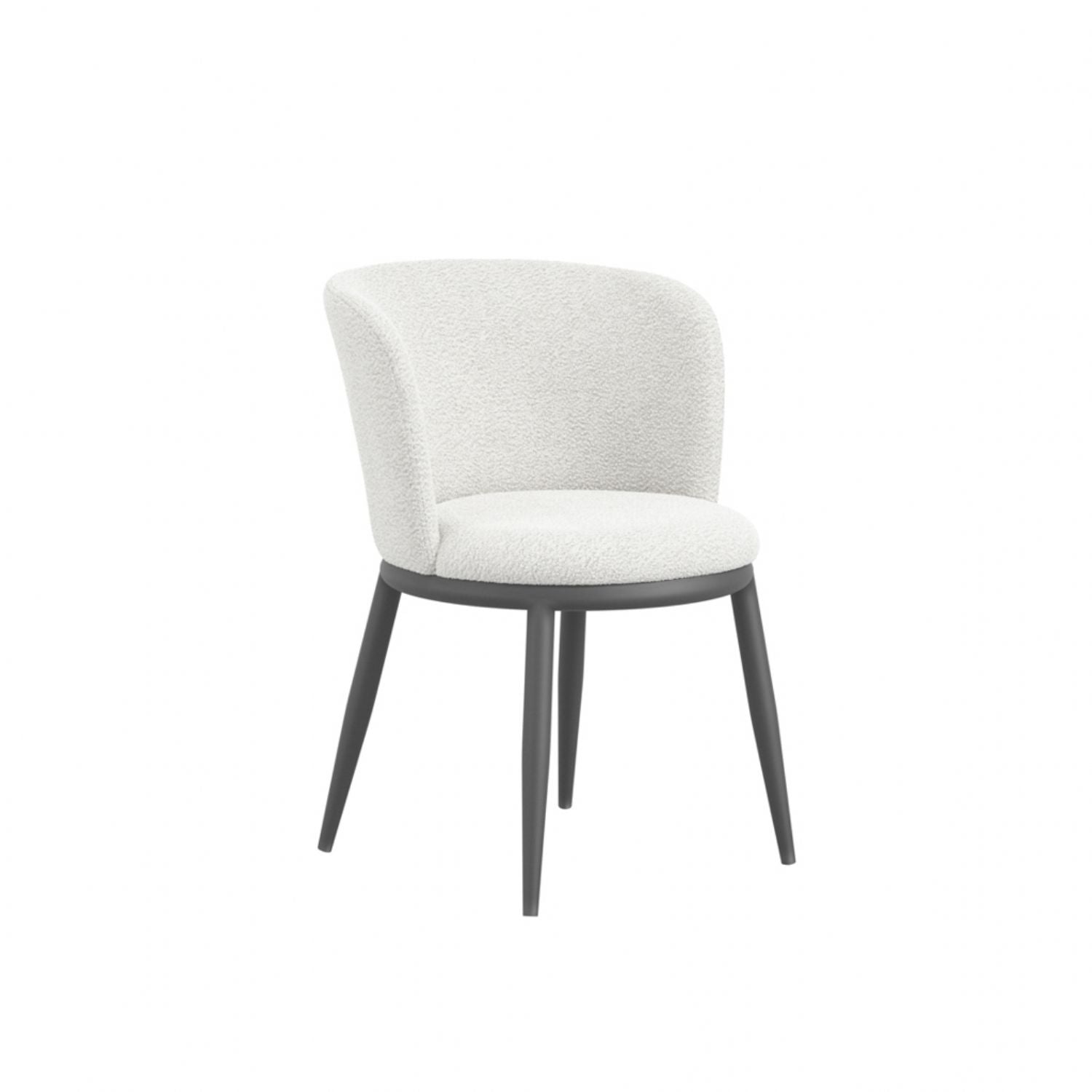 Ivory Textured Fabric Dining Chair with Black Metal Legs