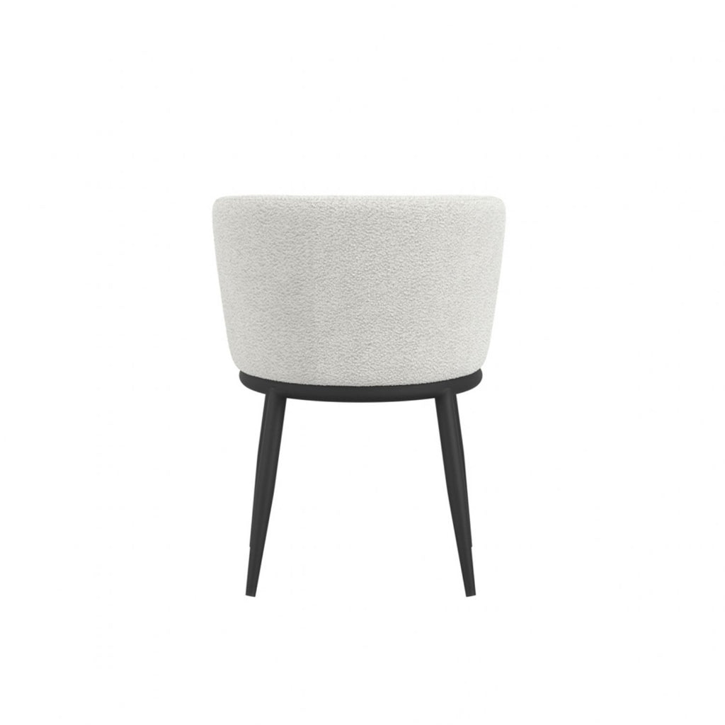 Ivory Textured Fabric Dining Chair with Black Metal Legs