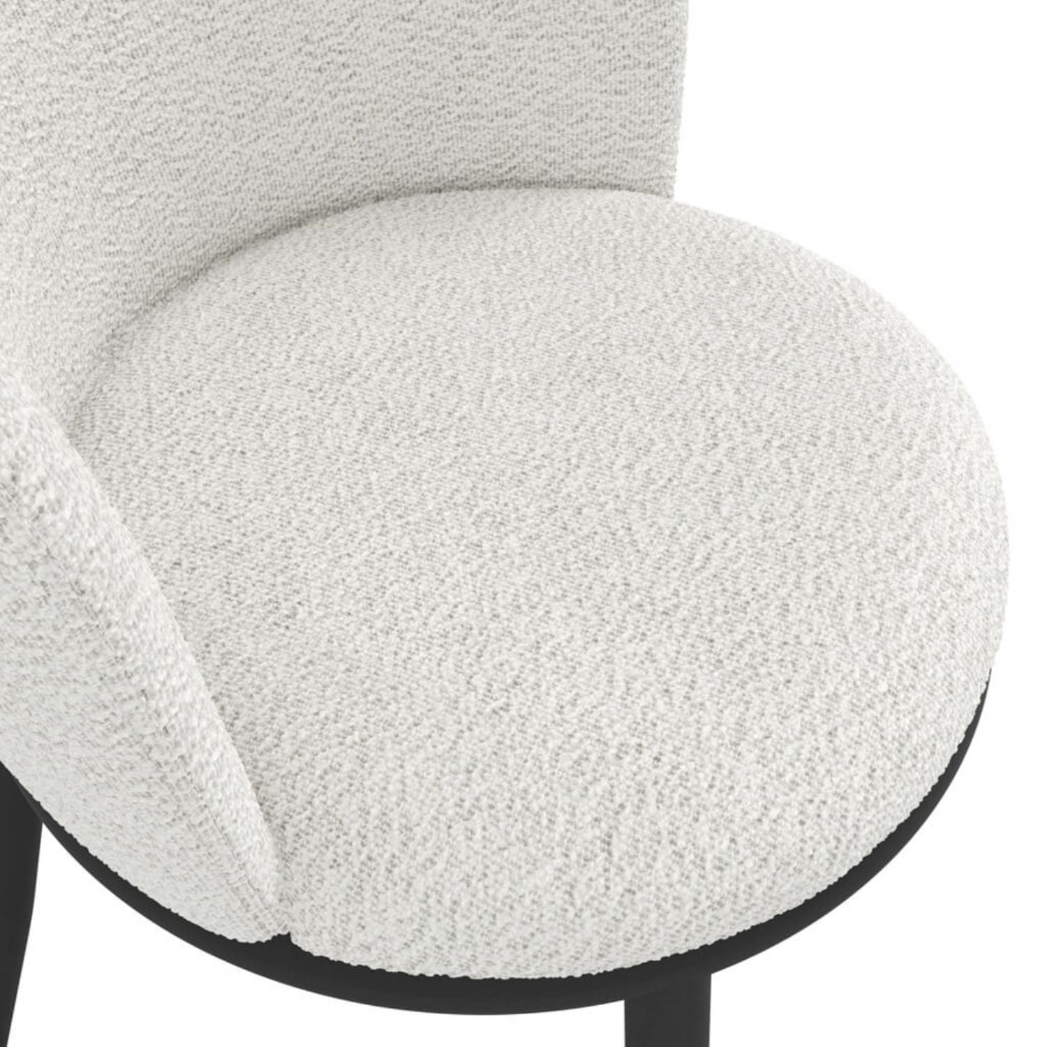 Ivory Textured Fabric Dining Chair with Black Metal Legs