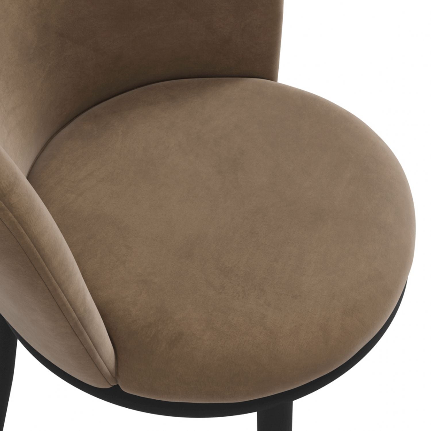 Modern Tan Boucle Upholstered Dining Chair with Black Metal Legs