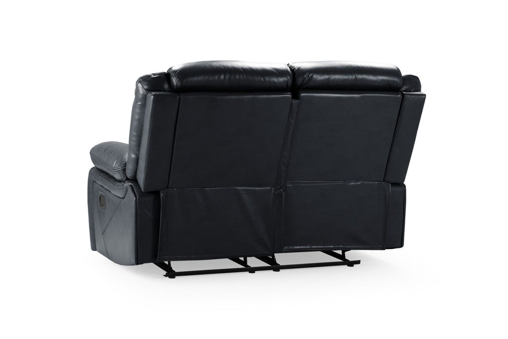 Black Leather Effect 2 Seater Manual Recliner Sofa