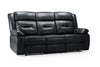 Black Leather Effect 3 Seater Manual Recliner Sofa