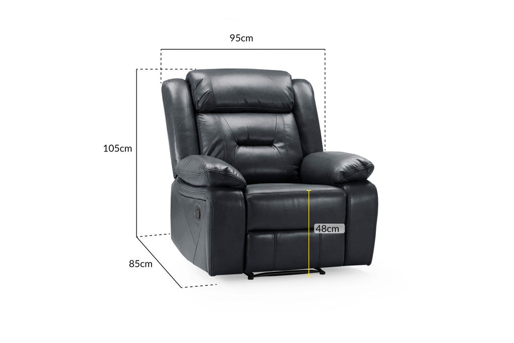 Black Leather Effect Manual Recliner Armchair