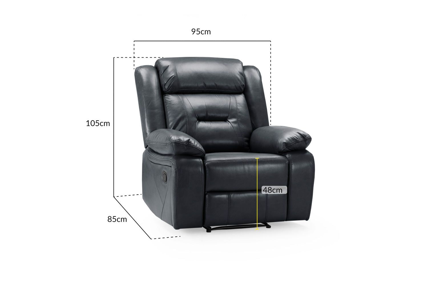Black Leather Effect Manual Recliner Armchair