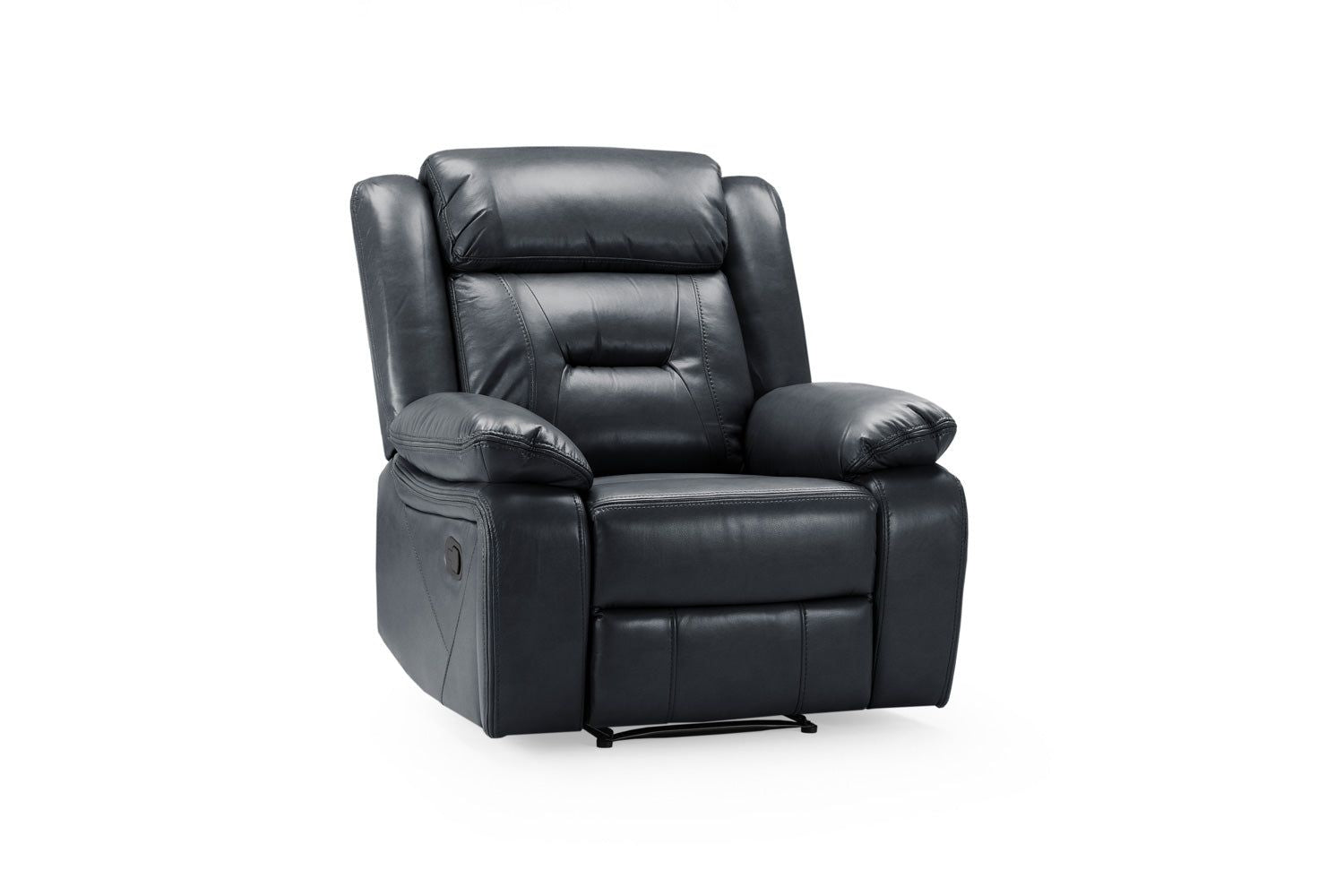 Black Leather Effect Manual Recliner Armchair