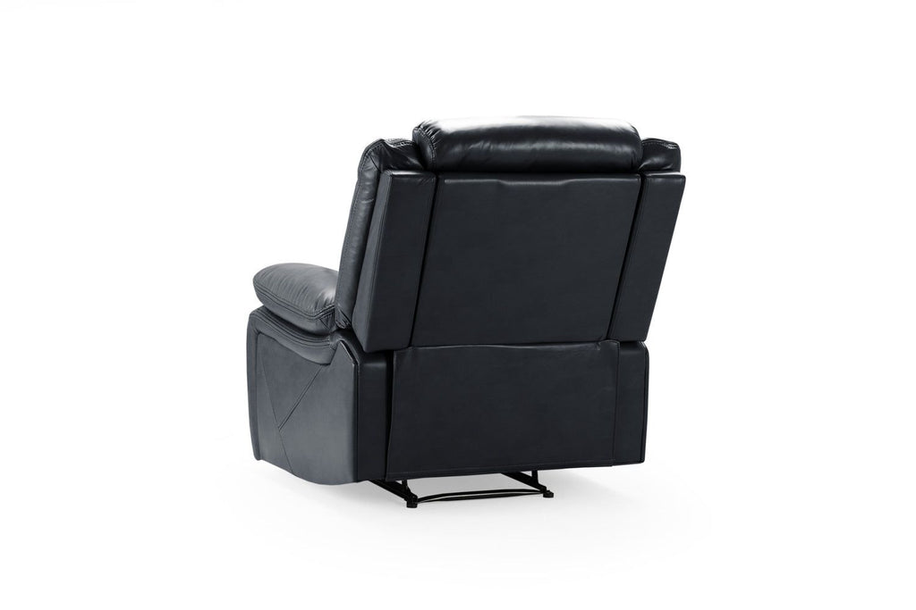 Black Leather Effect Manual Recliner Armchair