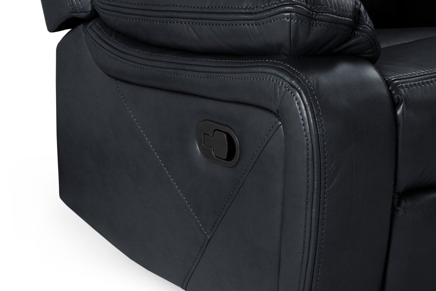 Black Leather Effect 3 Seater Manual Recliner Sofa