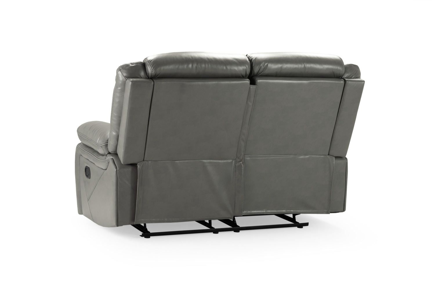 Grey Leather Effect 2 Seater Manual Recliner Sofa