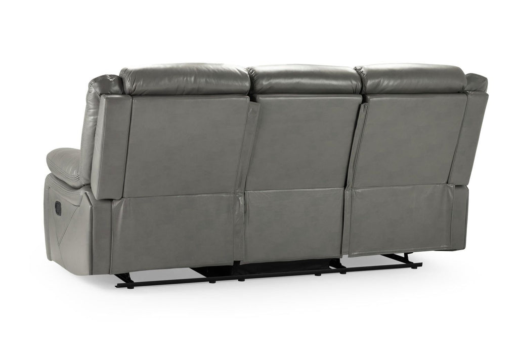 Grey Leather Effect 3 Seater Manual Recliner Sofa