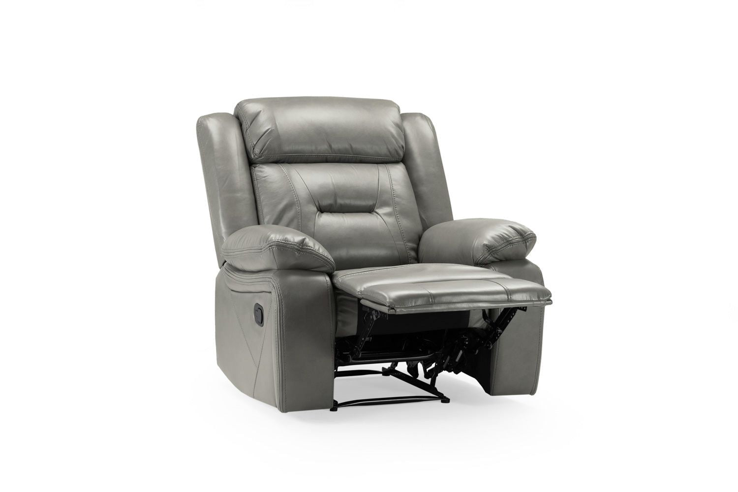 Grey Leather Effect Manual Recliner Armchair
