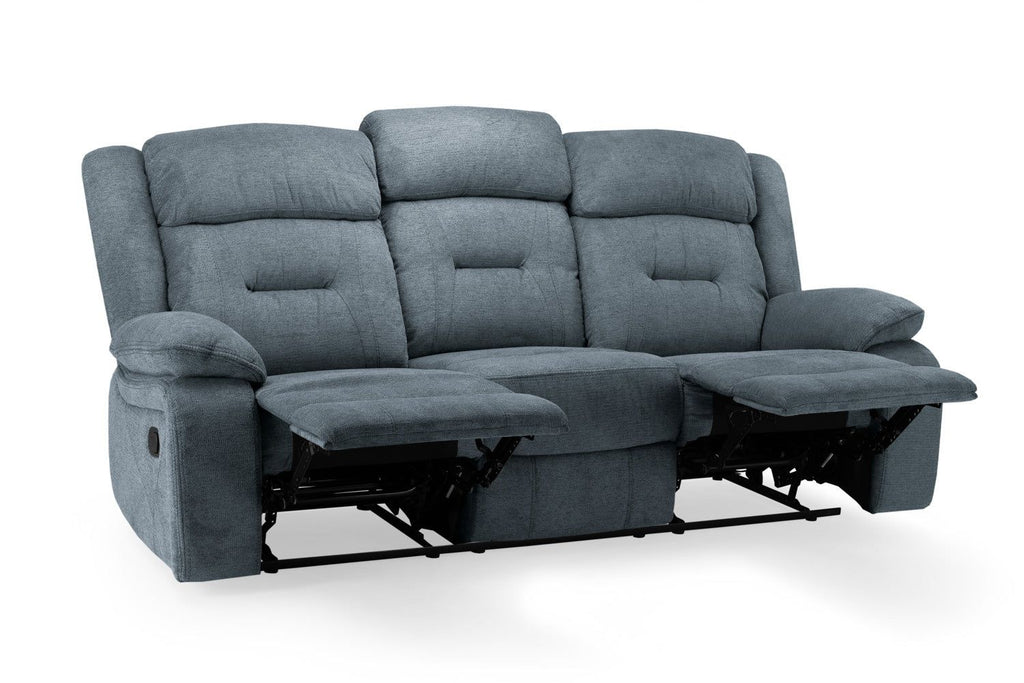 Grey Fabric 3 Seater Manual Recliner Sofa