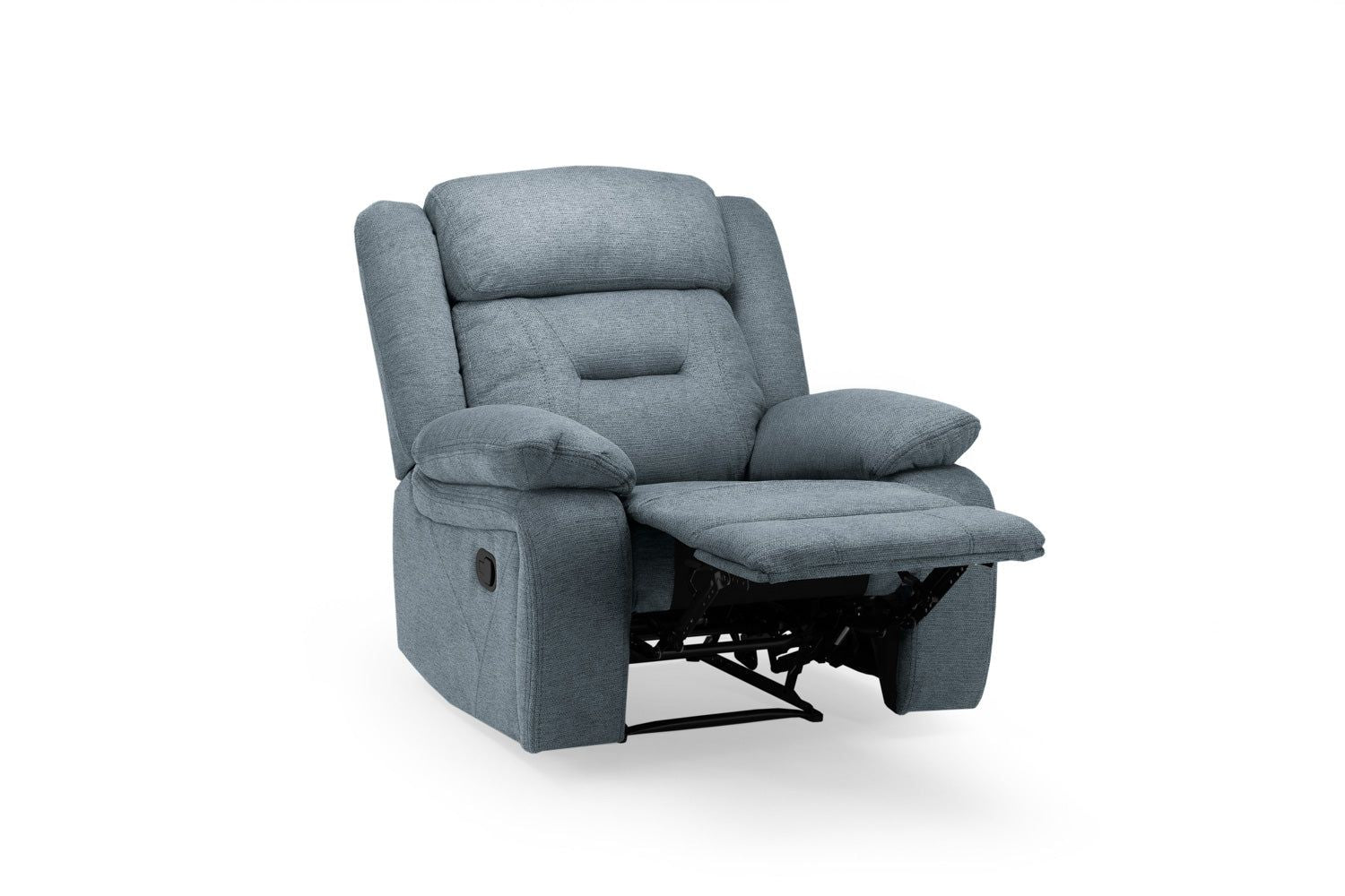Grey Fabric Manual Recliner Armchair with Padded Arms