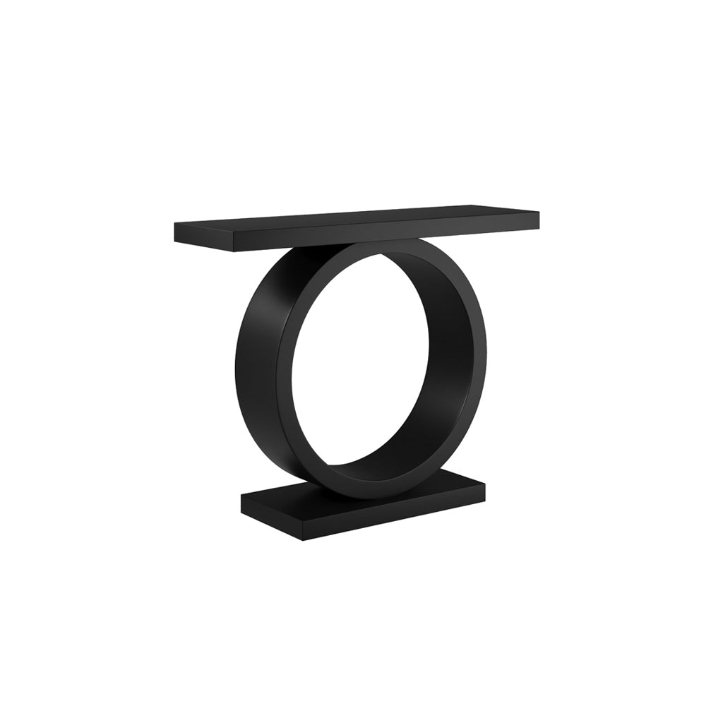 Modern Matte Black Finish Console Hall Table with Circle Base
