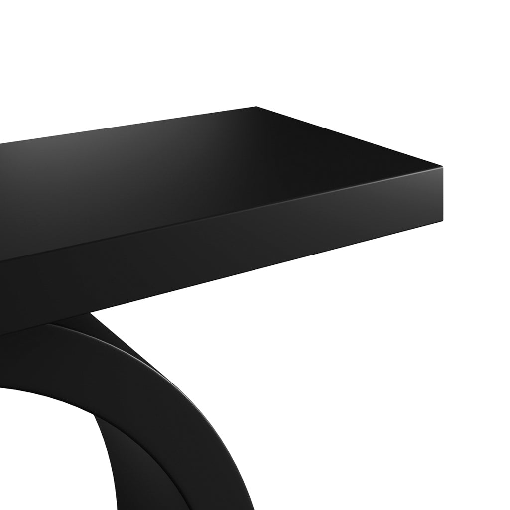 Modern Matte Black Finish Console Hall Table with Circle Base
