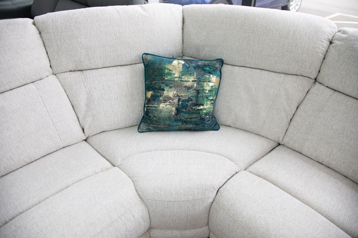 Beige Fabric Large Electric Power Recliner Corner Sofa