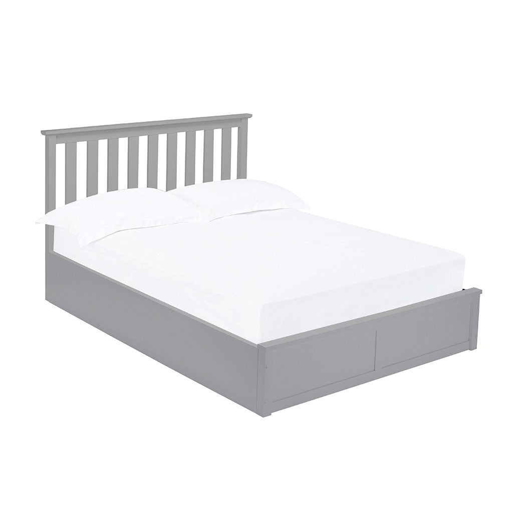 Grey Ottoman 5ft King Size Bed with Slatted Headboard and Lift Up Storage