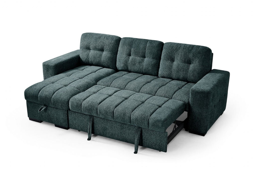 Teal Fabric Universal Corner Chaise Sofabed