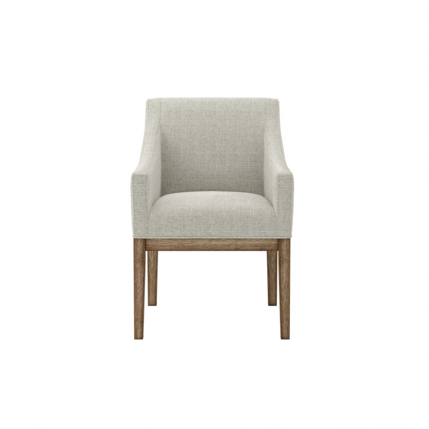 Bisque Linen Dining Chair with Wood Frame and Arms