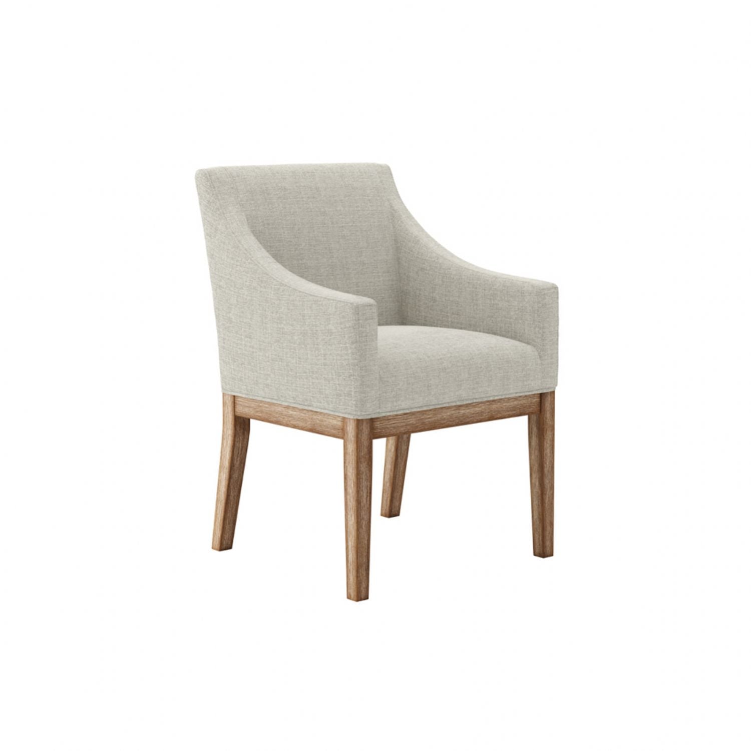 Bisque Linen Dining Chair with Wood Frame and Arms