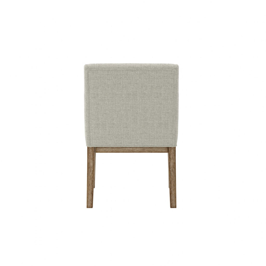 Bisque Linen Dining Chair with Wood Frame and Arms