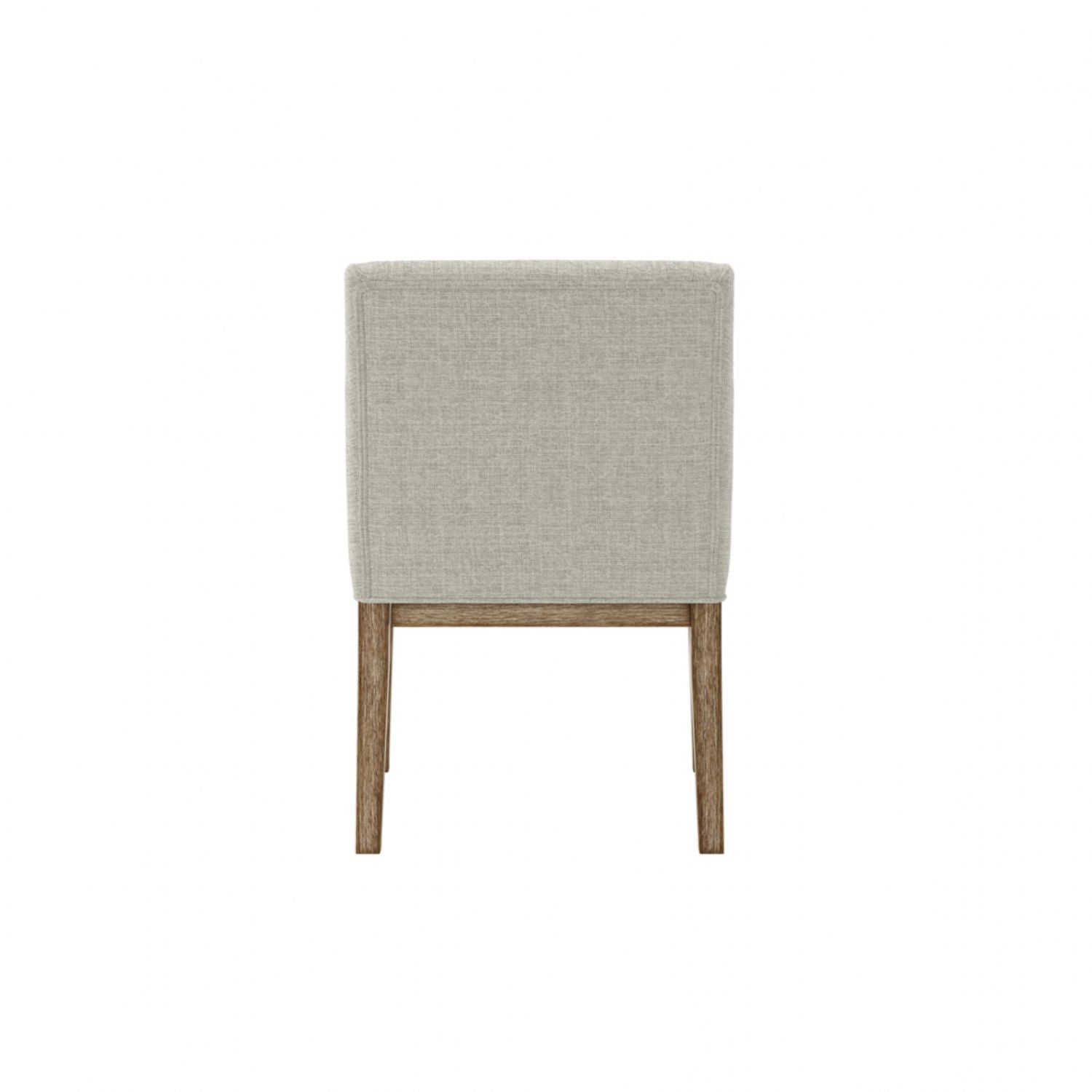 Bisque Linen Dining Chair with Wood Frame and Arms