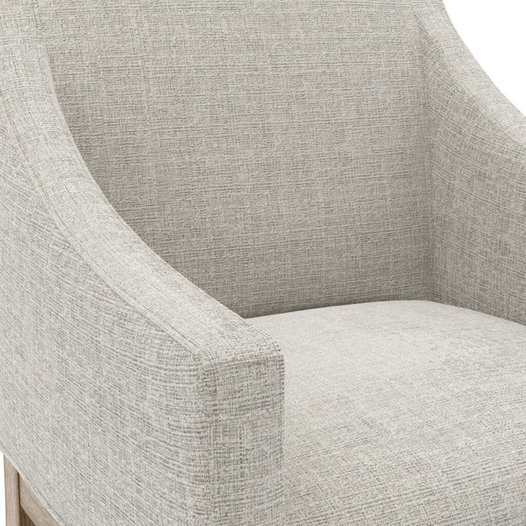 Bisque Linen Dining Chair with Wood Frame and Arms