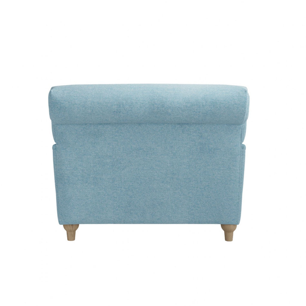 Duck Egg Blue Chenille Upholstered Lounge Armchair with Oak Legs