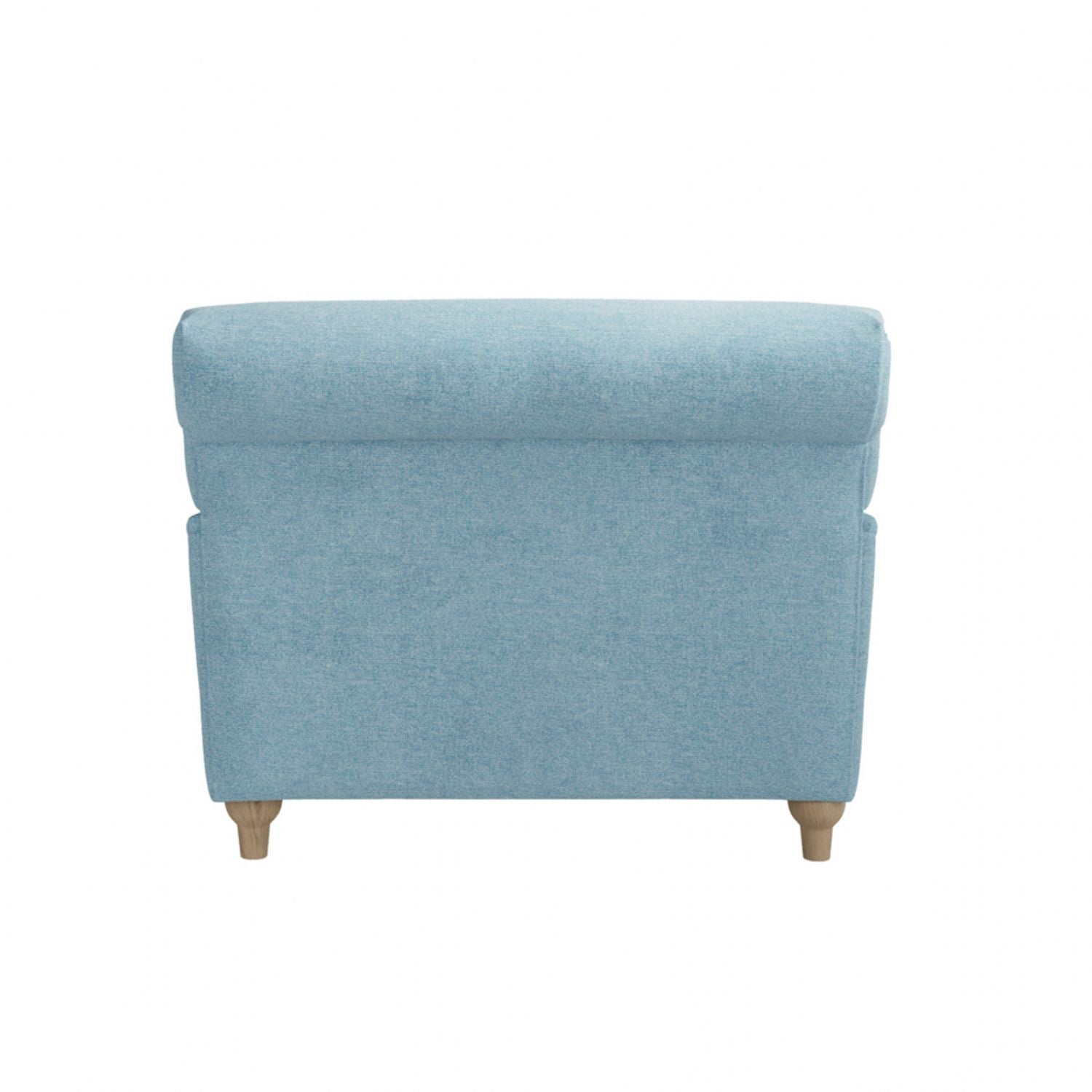 Duck Egg Blue Chenille Upholstered Lounge Armchair with Oak Legs