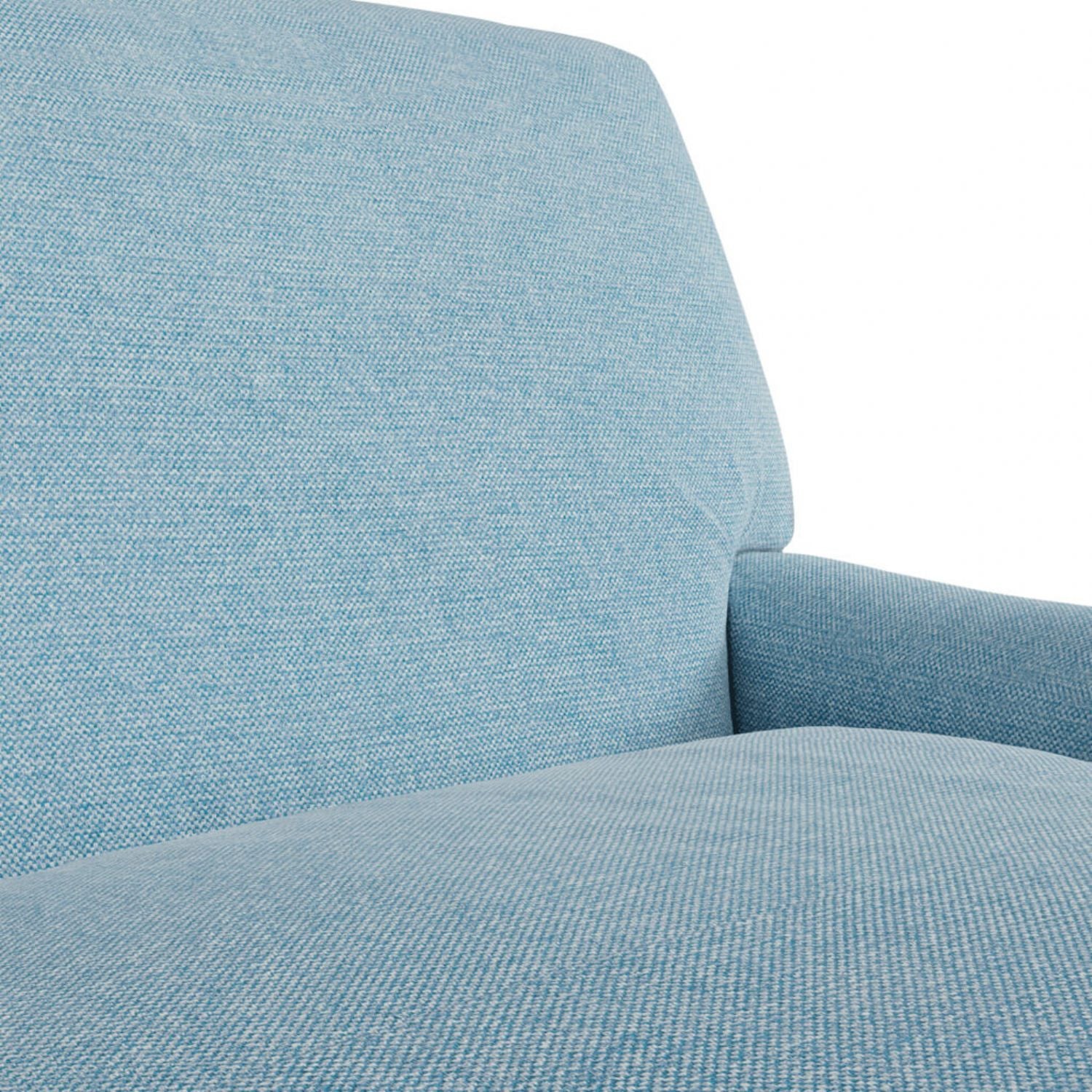 Duck Egg Blue Chenille Upholstered Lounge Armchair with Oak Legs