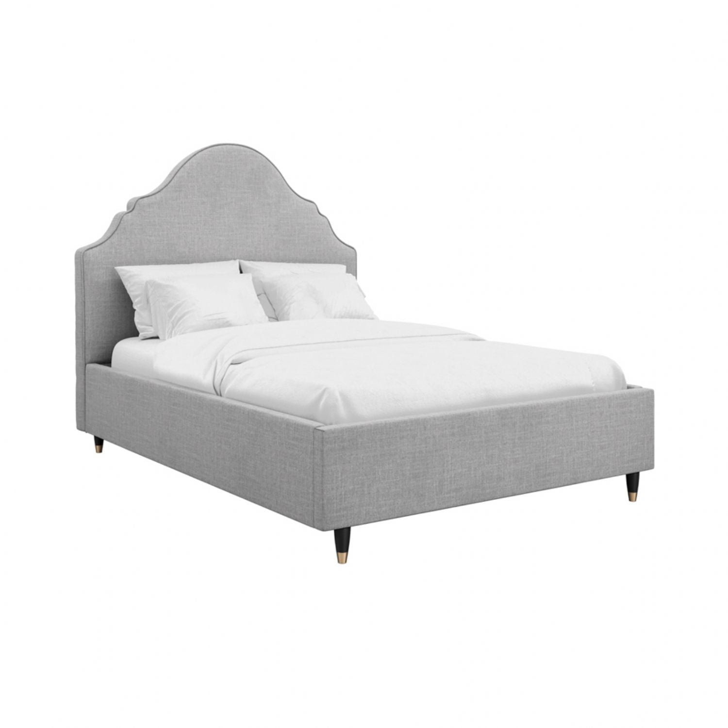 Light Grey Linen Fabric Upholstered Double 4ft6 Bed