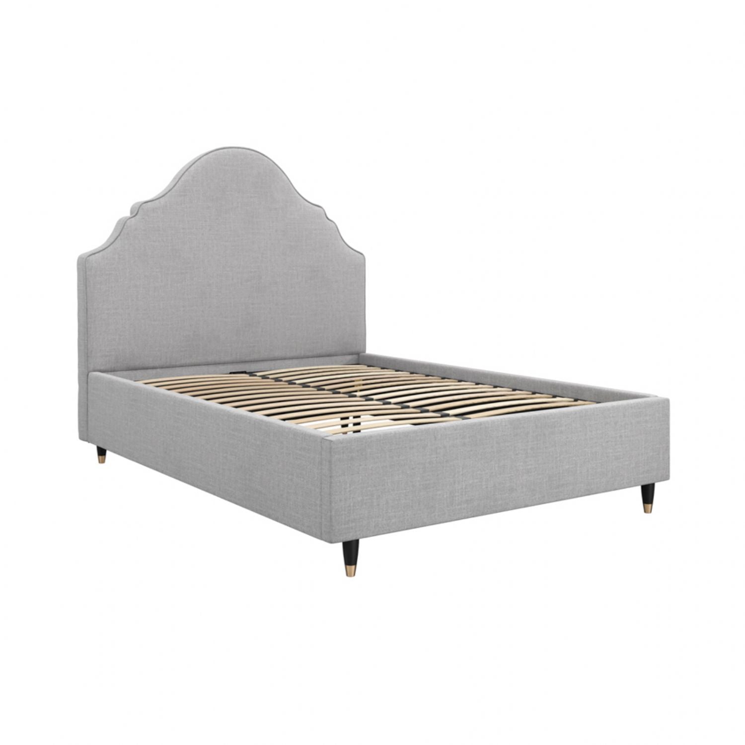 Light Grey Linen Fabric Upholstered Double 4ft6 Bed