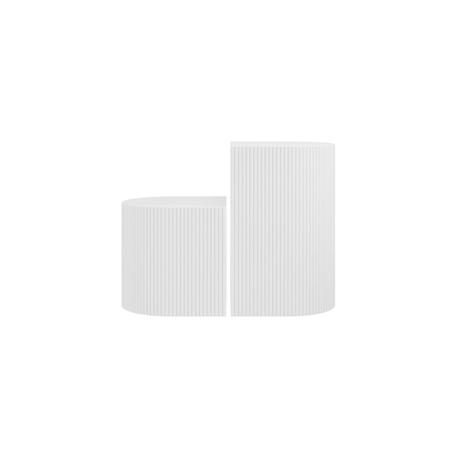 White Wood Semi Circle Set of 2 Side Tables
