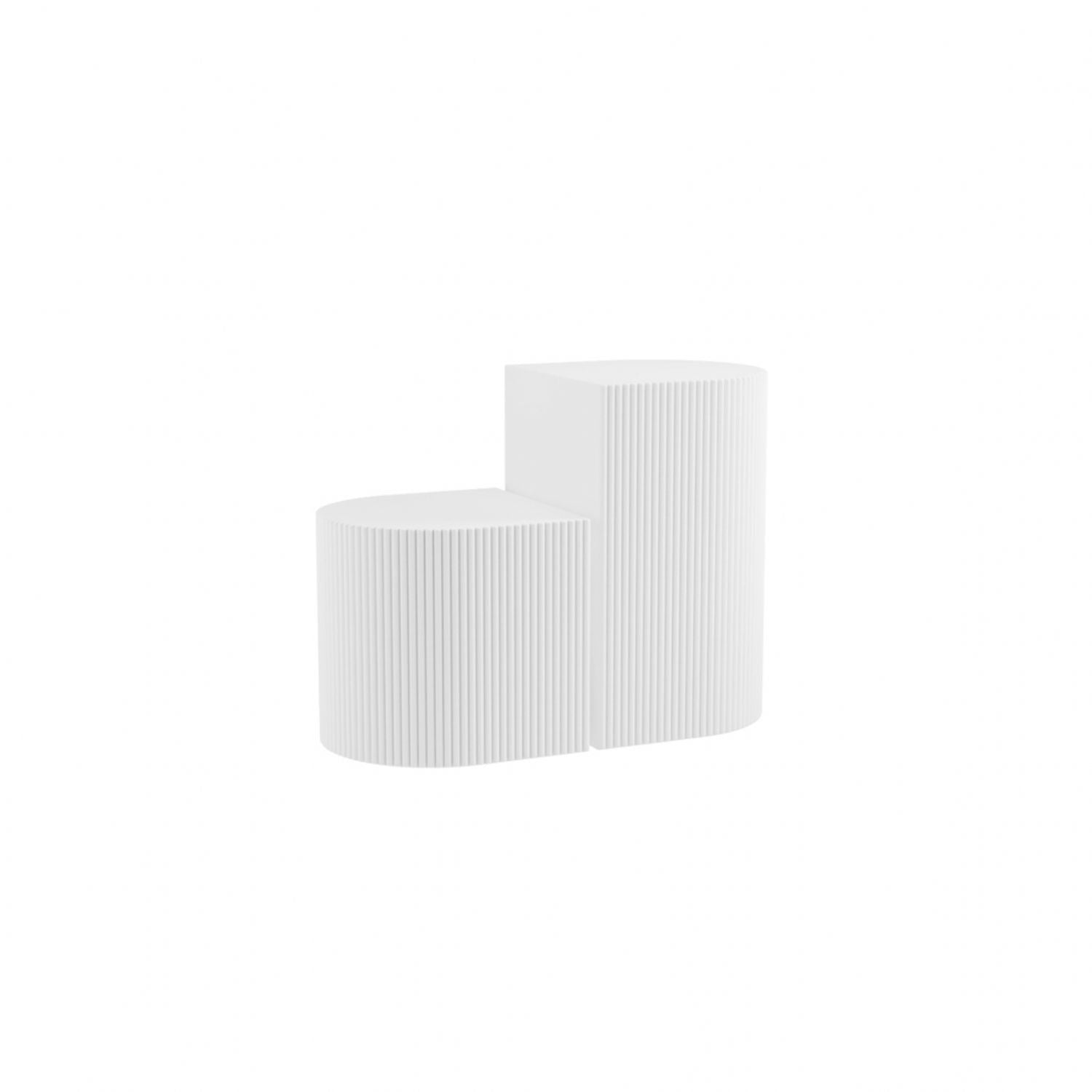 White Wood Semi Circle Set of 2 Side Tables