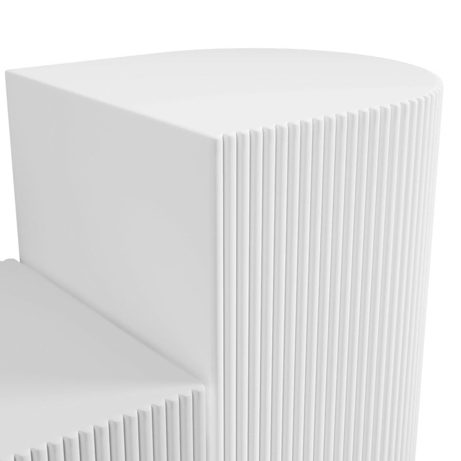 White Wood Semi Circle Set of 2 Side Tables