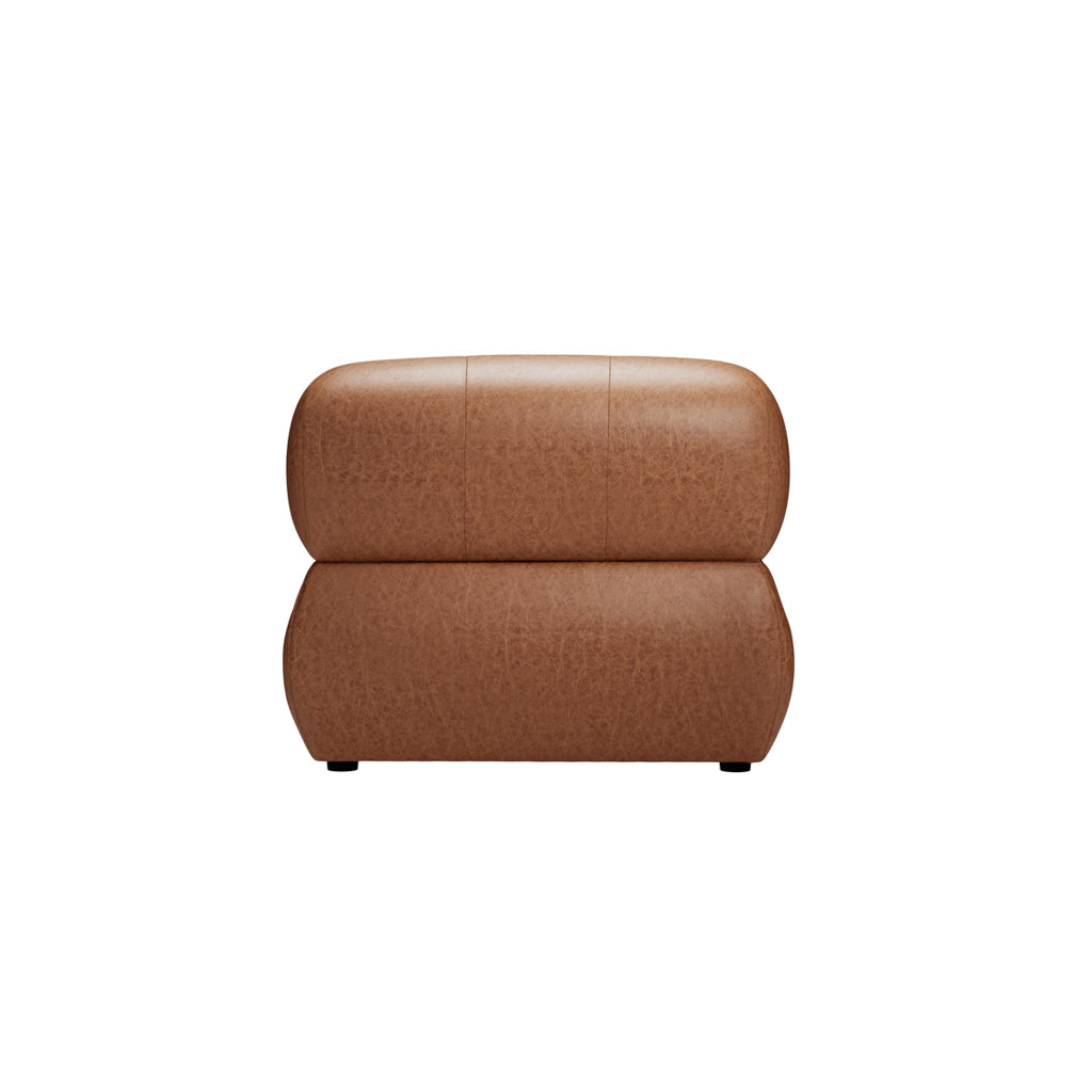 Tufted Tan Faux Leather Modern Accent Chair with Foam Seat