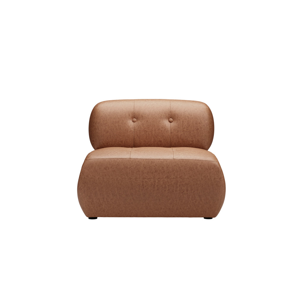 Tufted Tan Faux Leather Modern Accent Chair with Foam Seat