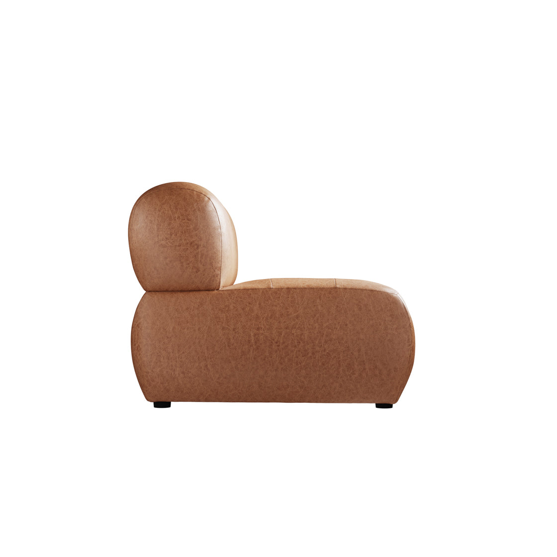 Tufted Tan Faux Leather Modern Accent Chair with Foam Seat