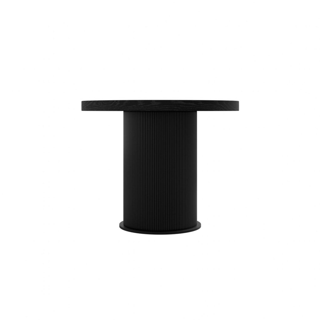 Matte Black Curved 6 Seater Dining Table Cylindrical Base