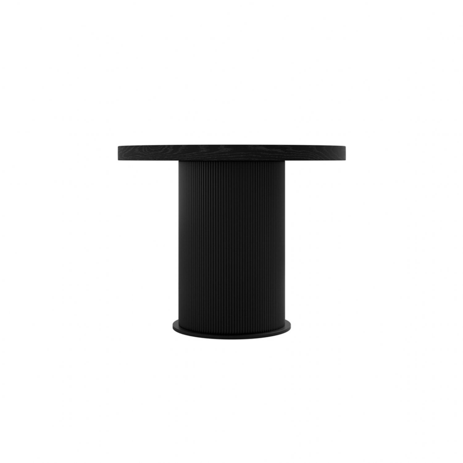 Matte Black Curved 6 Seater Dining Table Cylindrical Base