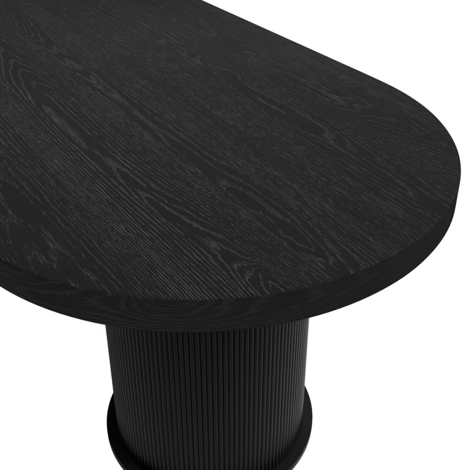 Matte Black Curved 6 Seater Dining Table Cylindrical Base