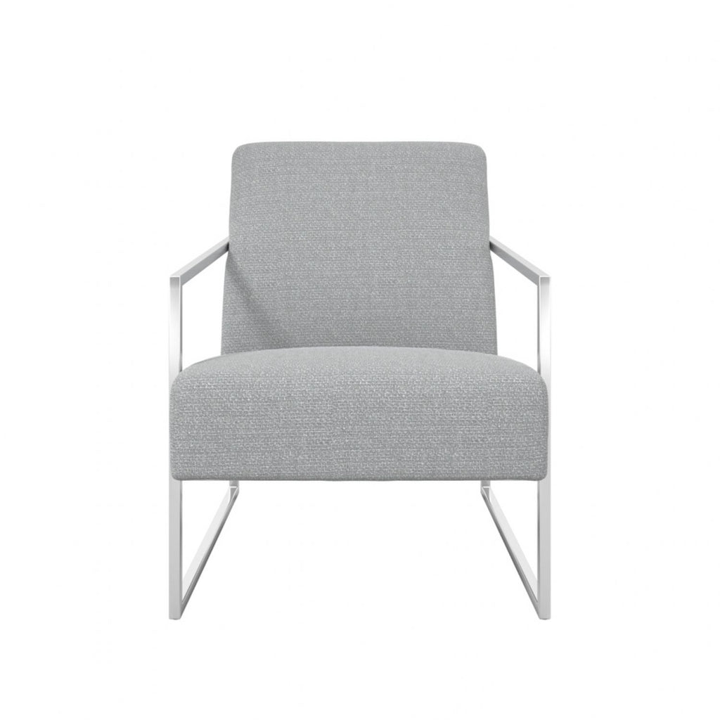 Dove Grey Tweed Fabric Upholstered Accent Chair with Silver Metal Frame