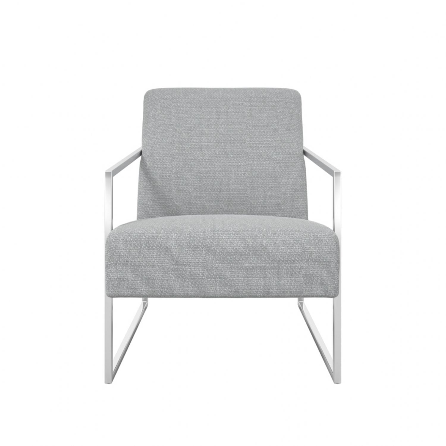 Dove Grey Tweed Fabric Upholstered Accent Chair with Silver Metal Frame