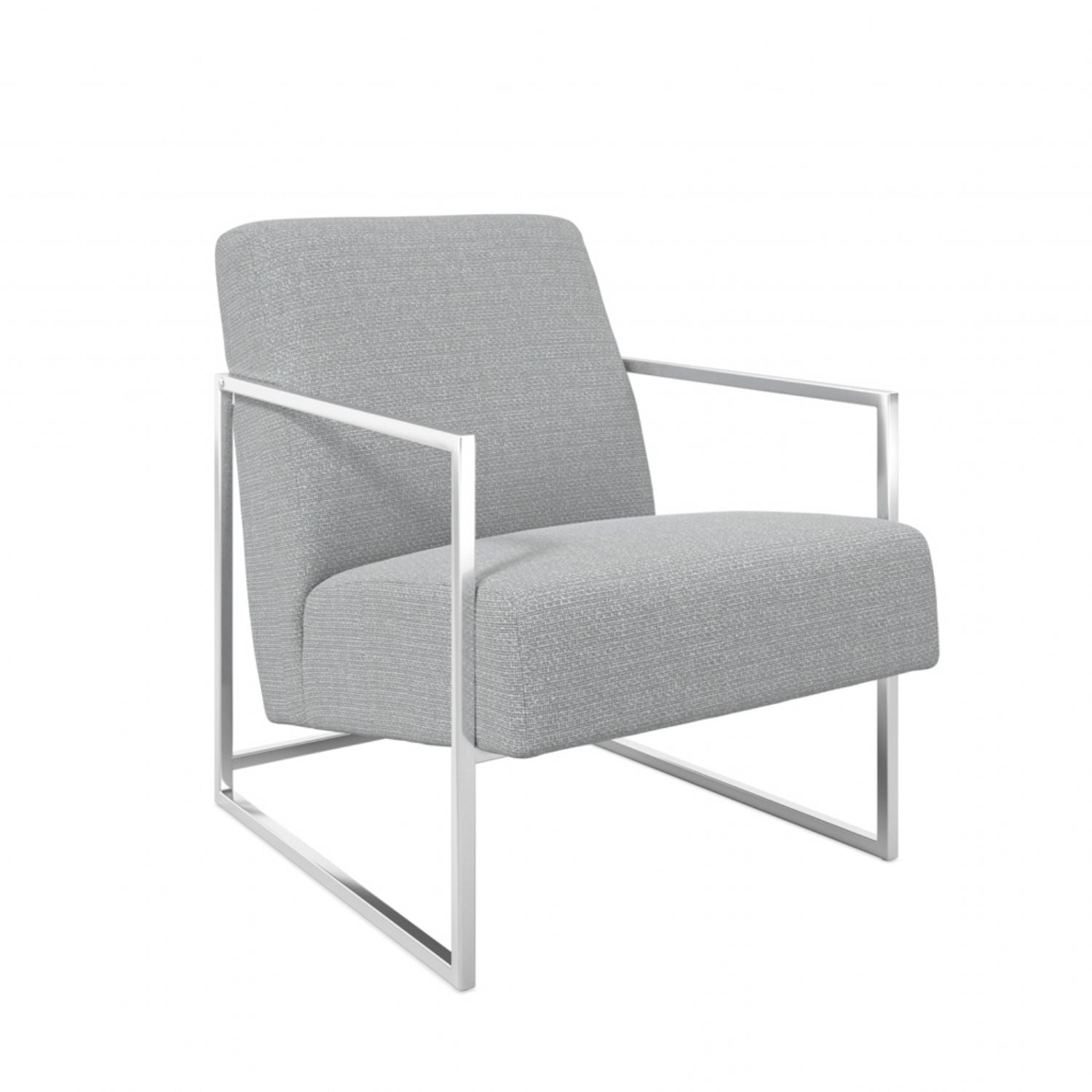 Dove Grey Tweed Fabric Upholstered Accent Chair with Silver Metal Frame