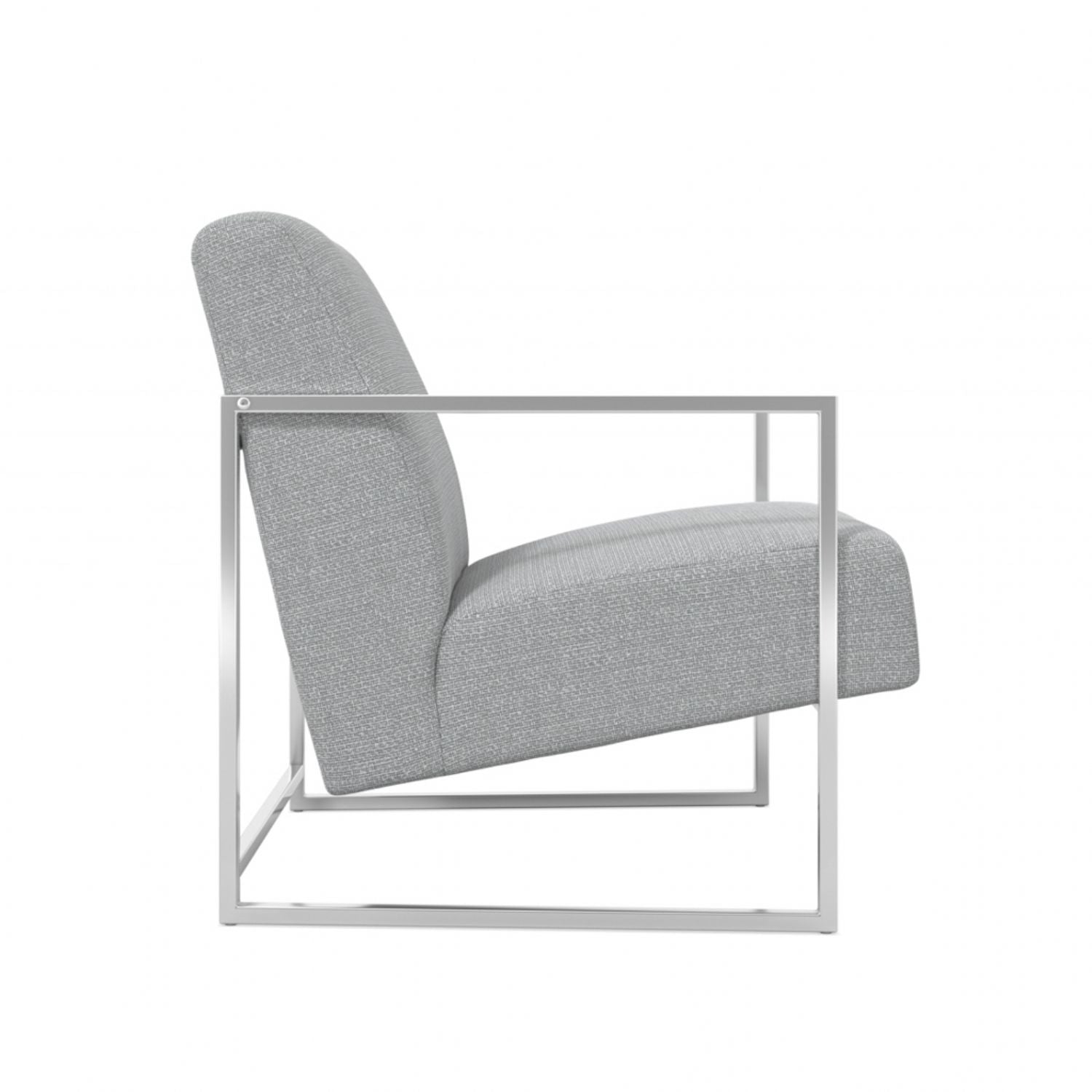 Dove Grey Tweed Fabric Upholstered Accent Chair with Silver Metal Frame