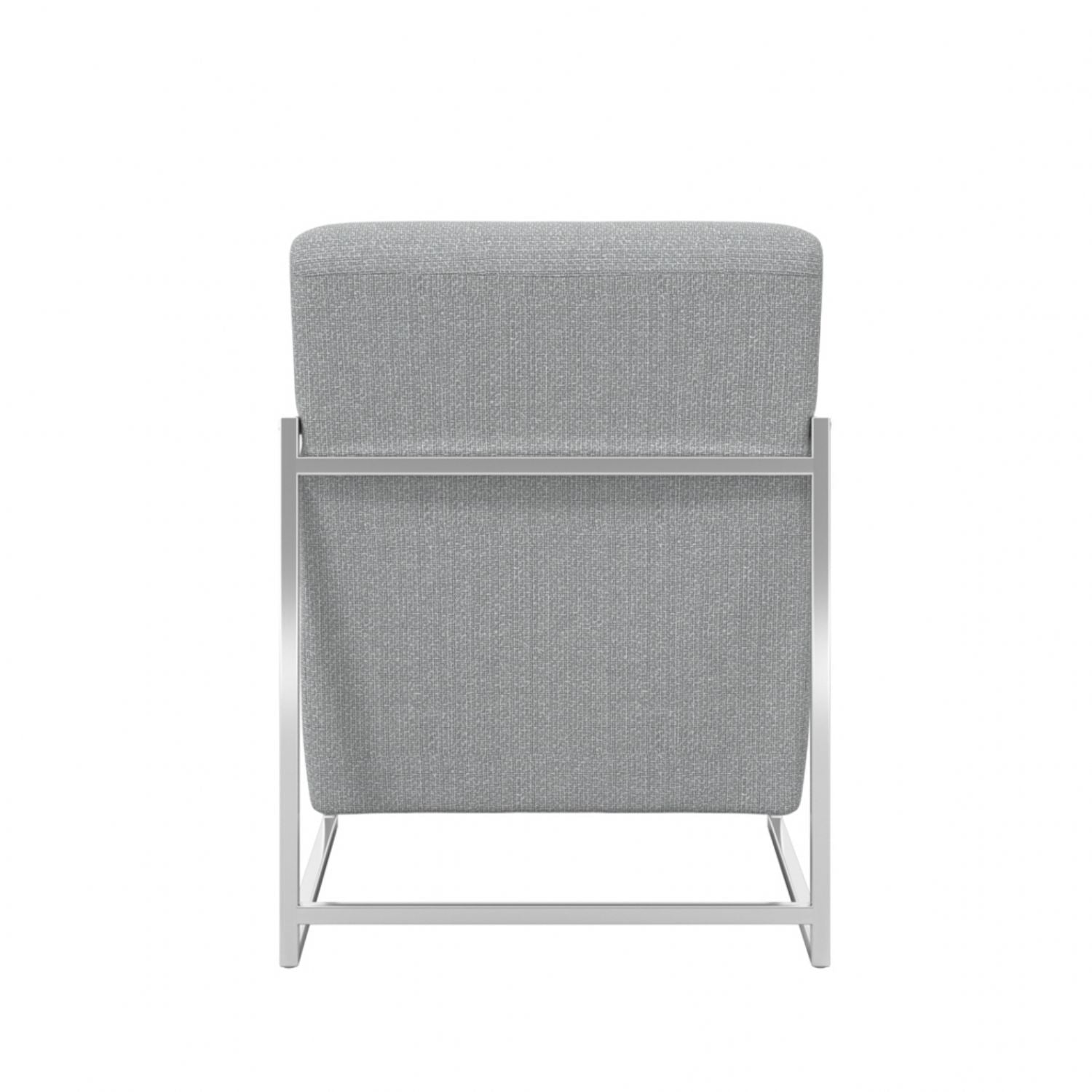 Dove Grey Tweed Fabric Upholstered Accent Chair with Silver Metal Frame